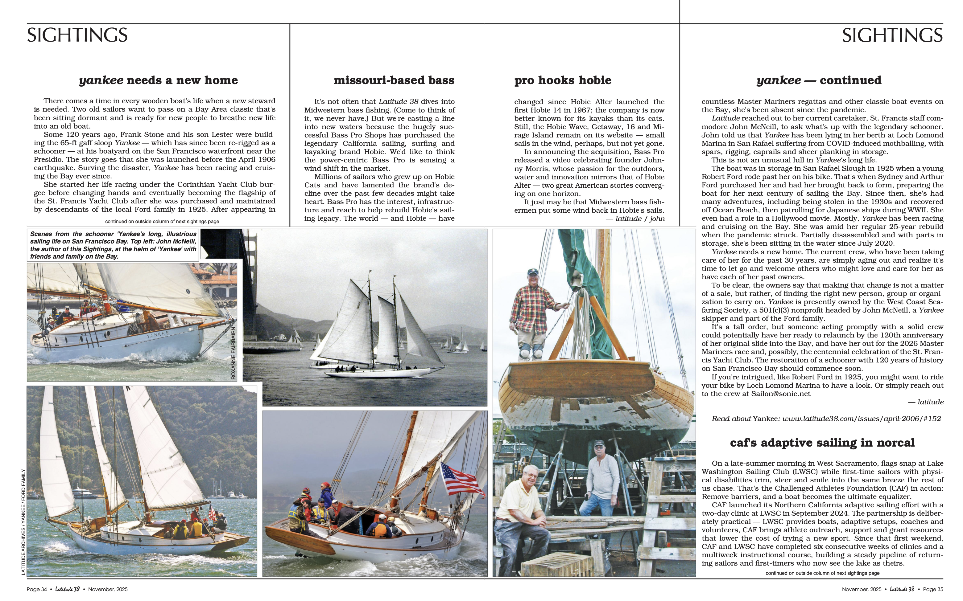 Latitude 38 magazine Sightings column November 2025