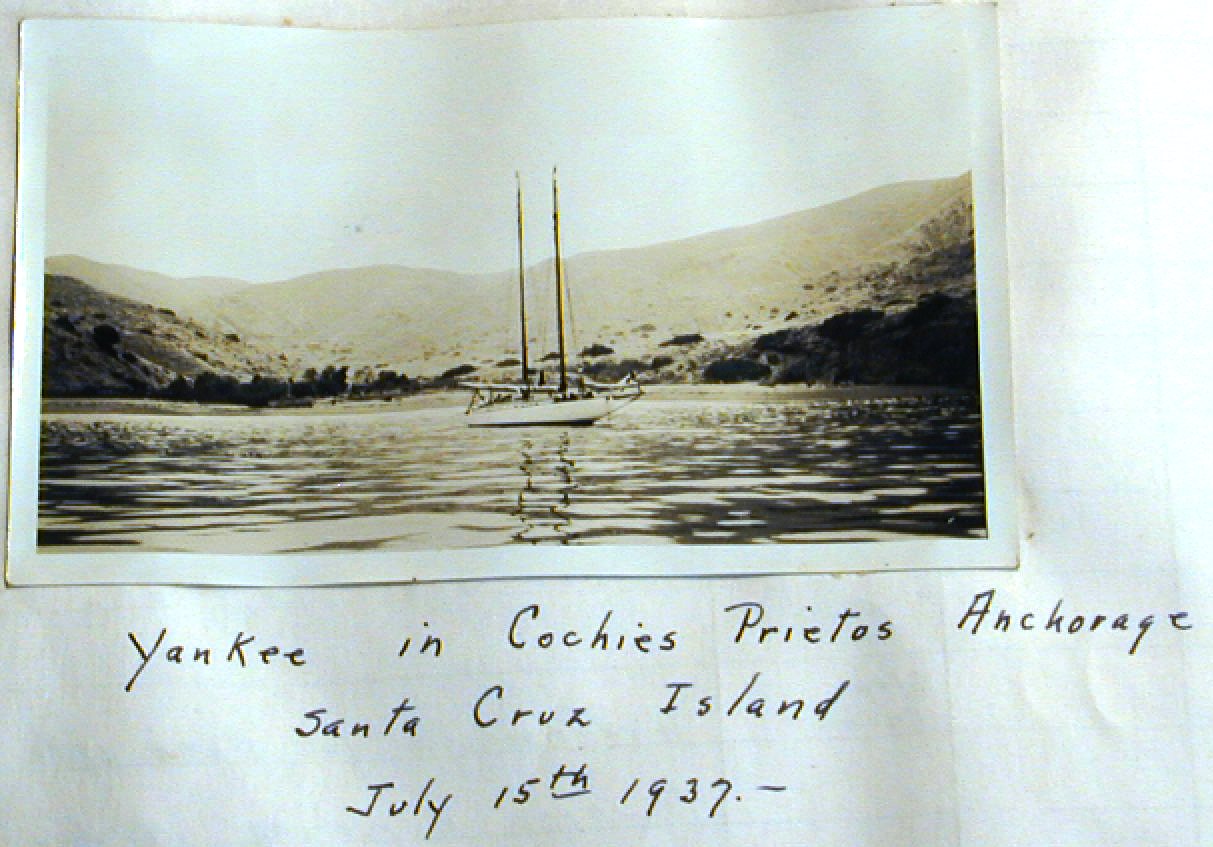 Yankee at anchor, Coches Prietos, Santa Cruz Island, July 1937