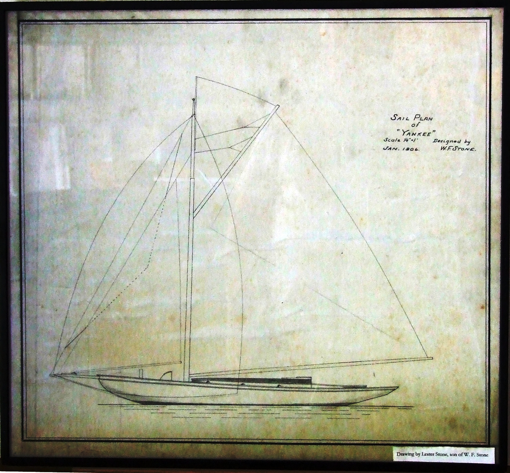 The sail plan of Yankee from the Stone Boatyard loft drawings
