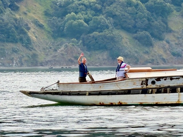 Crew waving from Yankee's deck during the crossing